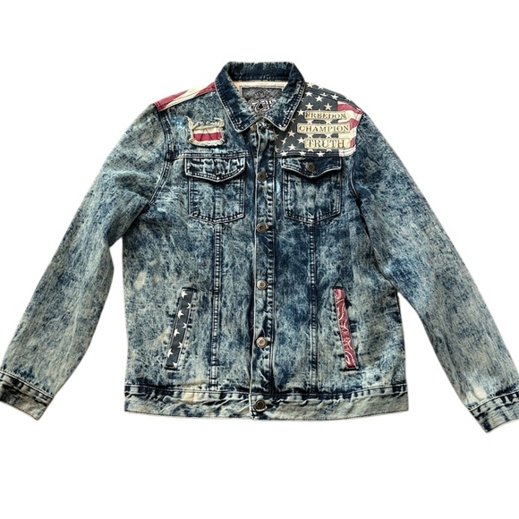 1738 Other - Vintage 1738 Original Brand American Flag‎ Denim Jacket Sz Large